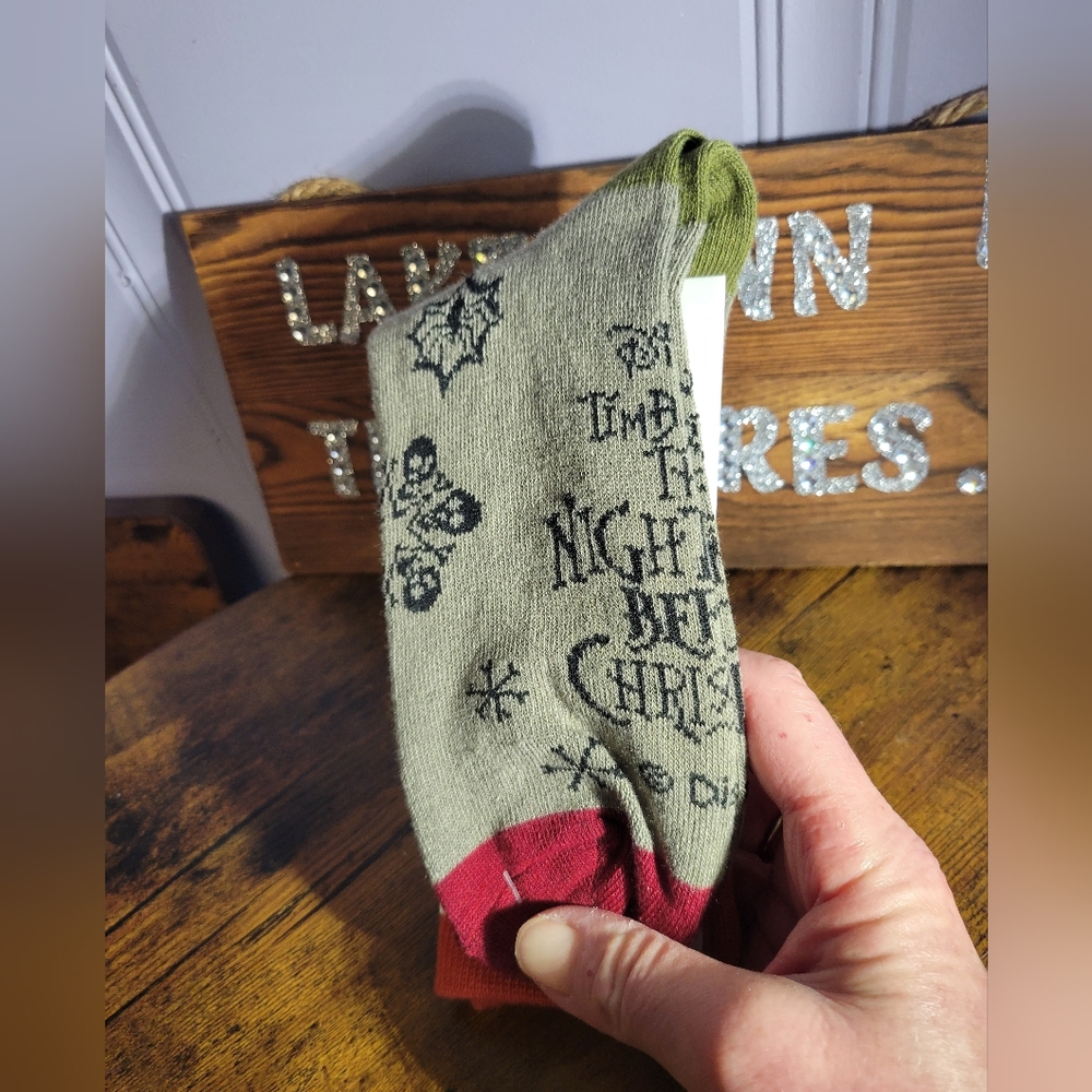 The Nightmare Before Christmas Festive Green and Red Christmas Socks
